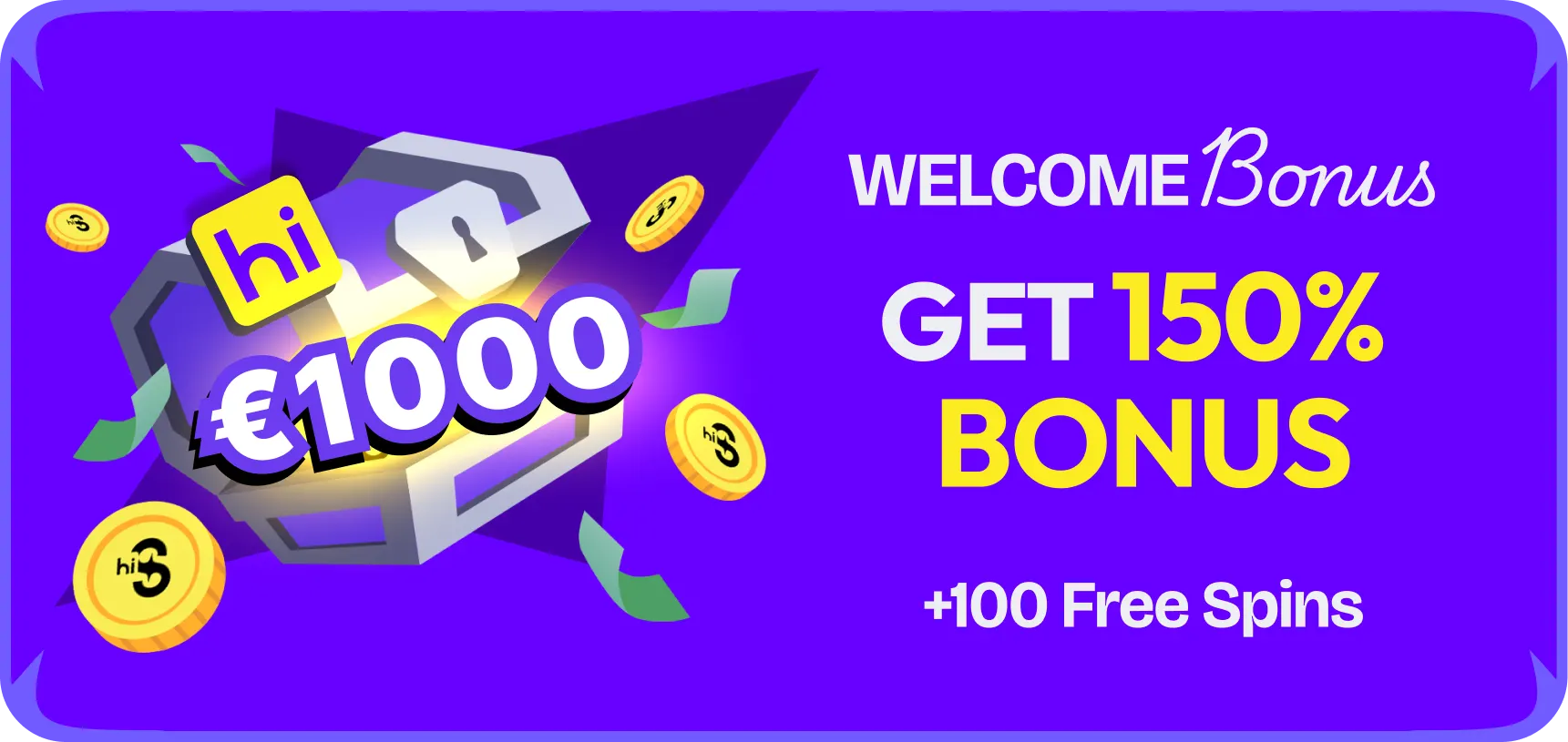 Willkommensbonus Hispin Casino – 150% bis €1000 plus 100 Free Spins